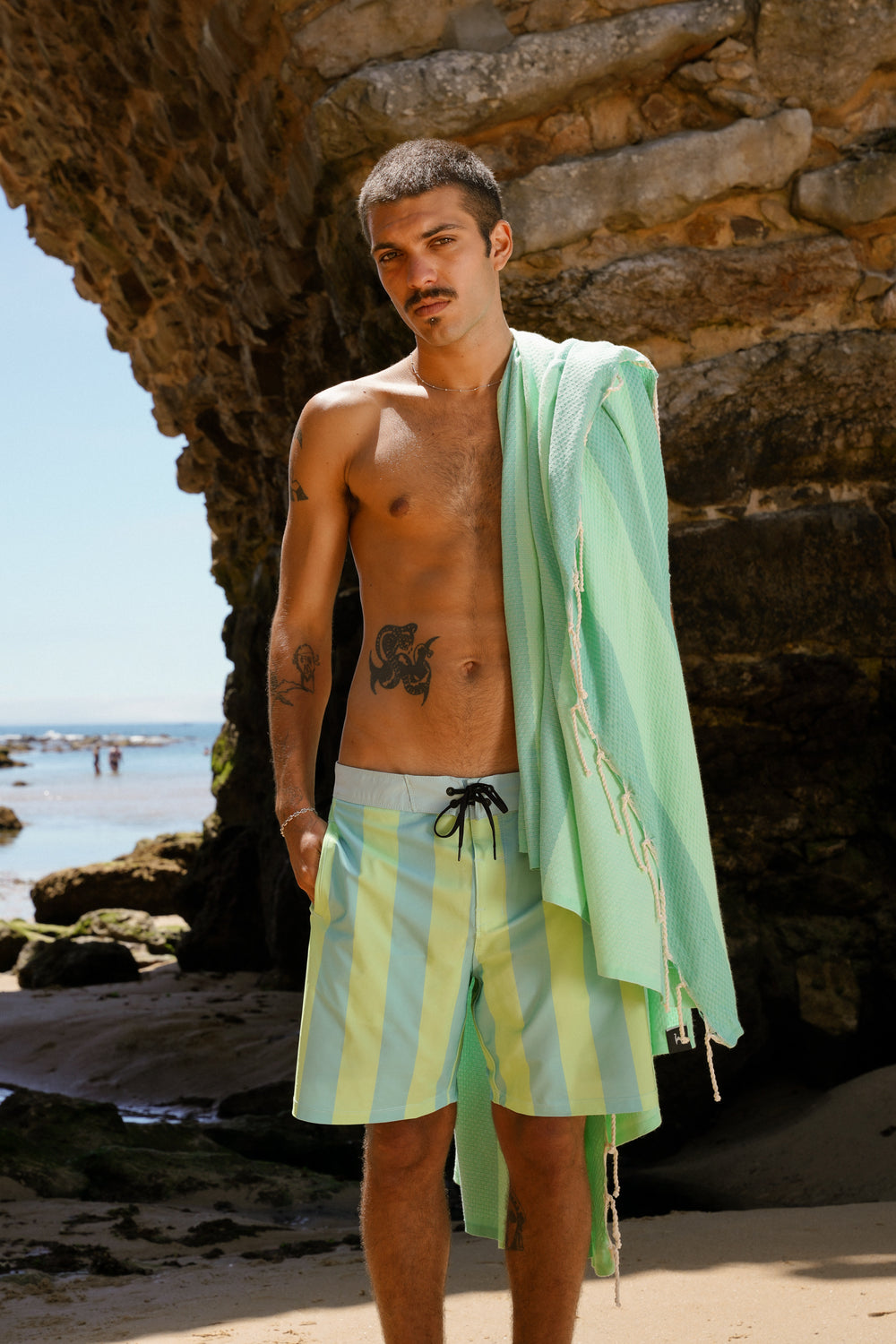 Boardshorts in Green Stripes