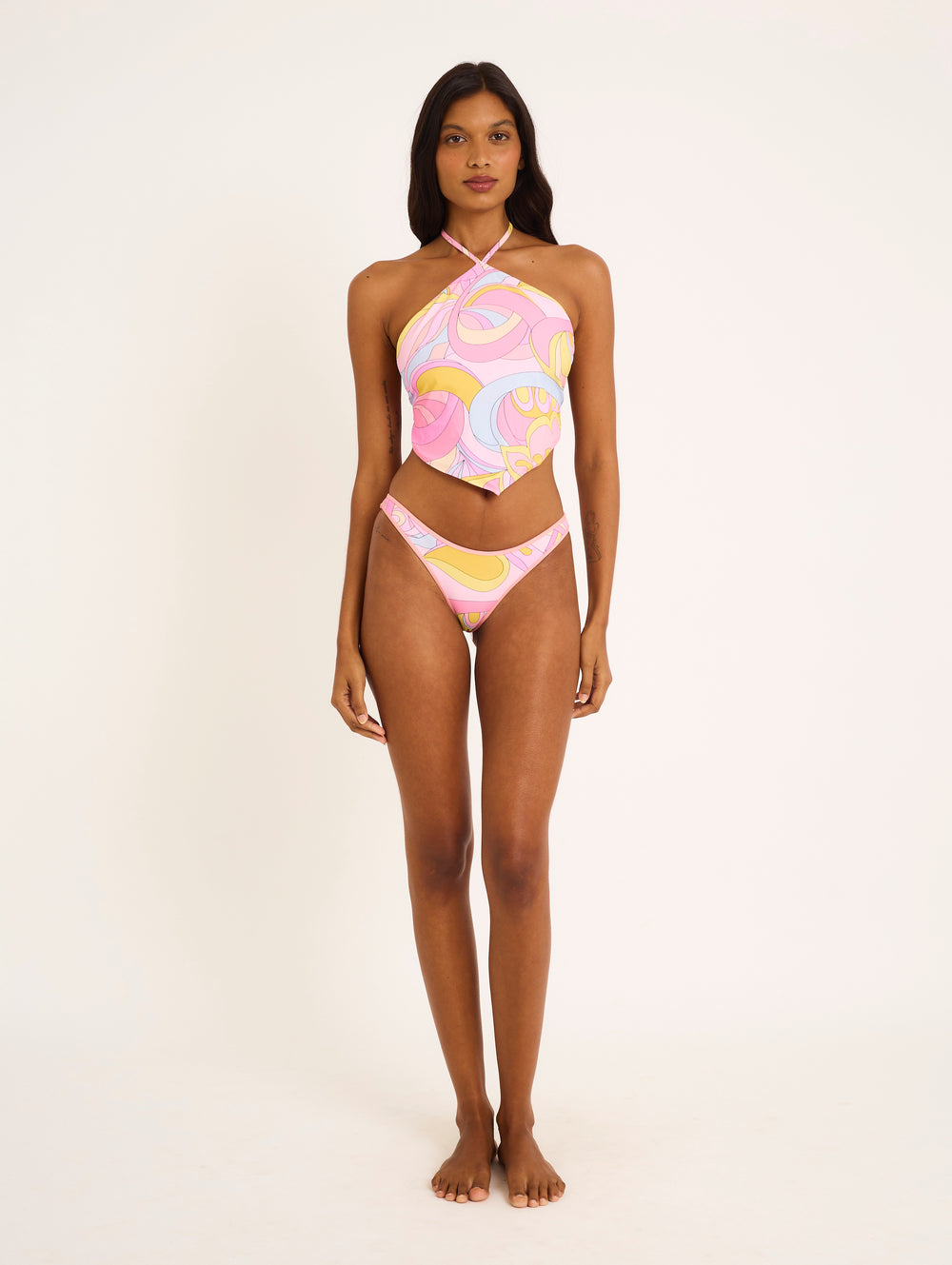 V Neck Top in Pink Bee